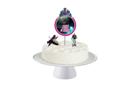 Topo de Bolo Buzz Lightyear Rosa