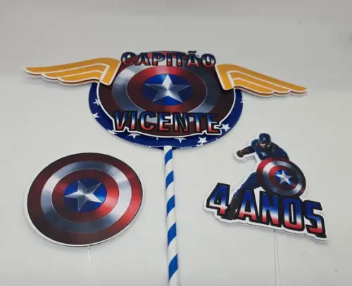 Topo de Bolo Capitão América