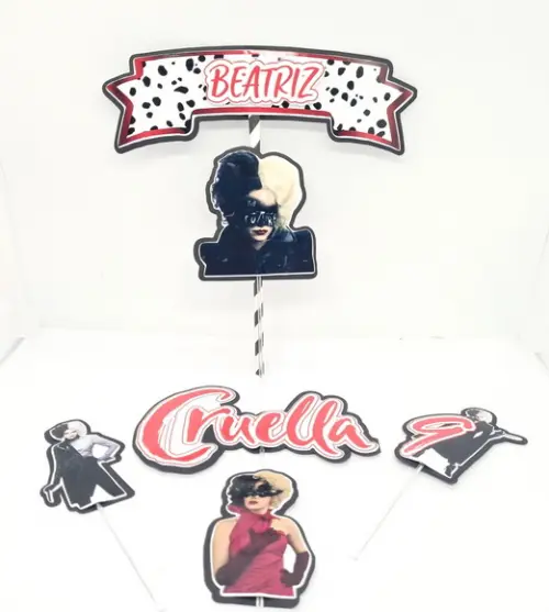 Topo de Bolo Cruella