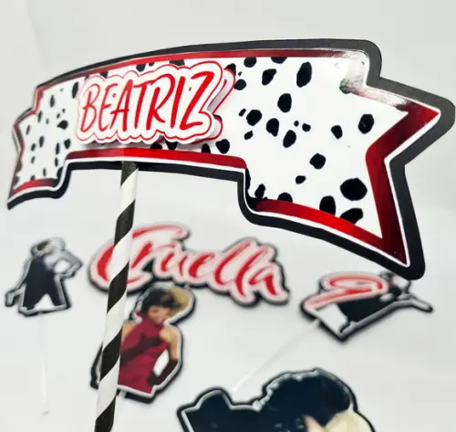 Topo de Bolo Cruella