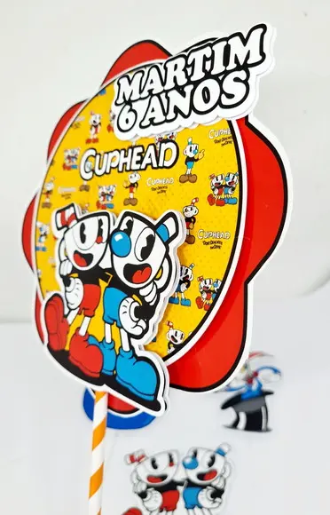 Topo de Bolo Cuphead