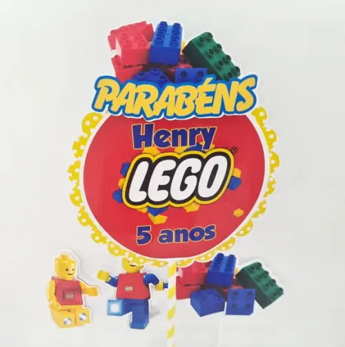 Topo de Bolo Lego