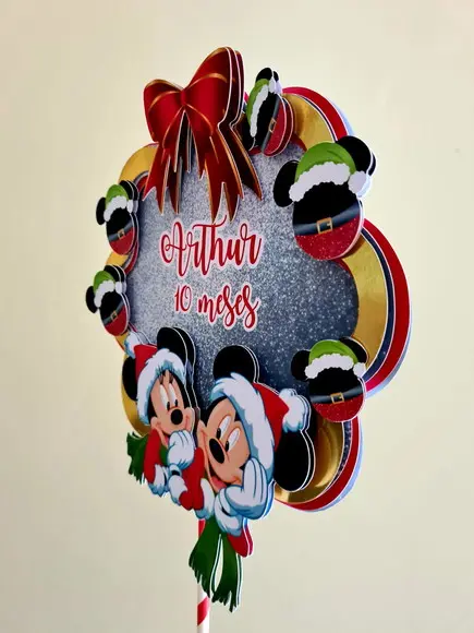 Topo de Bolo Natal com Mickey