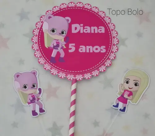 Topo de Bolo OS Aventureiros - Aventureira Rosa