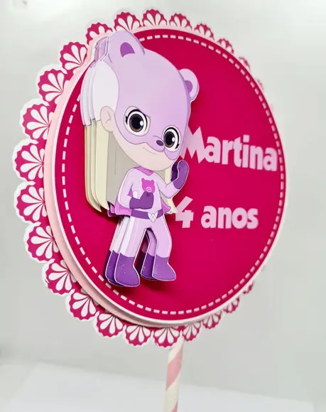 Topo de Bolo OS Aventureiros - Aventureira Rosa
