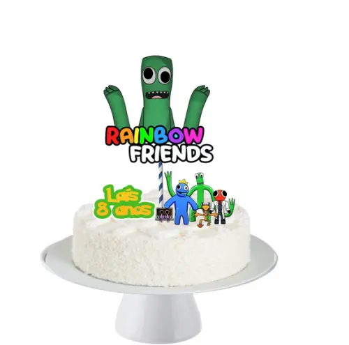 Topo de Bolo Rainbow Friends Green