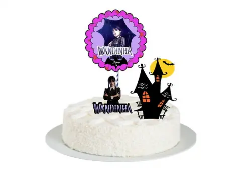 Topo de Bolo Wandinha Addams