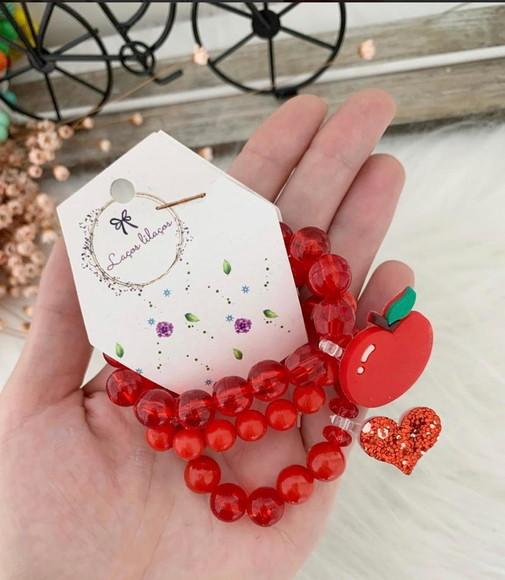 Kit Pulseira Infantil Colorida Maçã Vermelha
