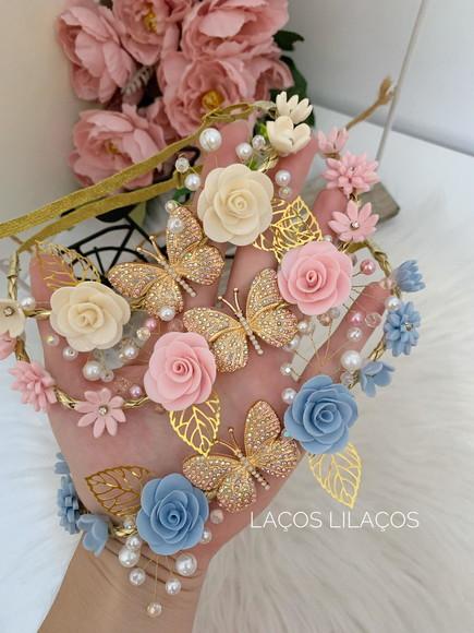 Tiara Luxo Flores Infantil
