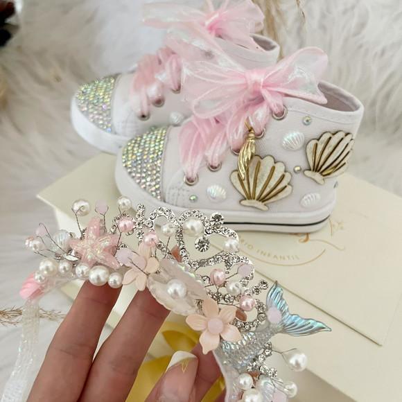 Tiara Sereia Coroa + Tênis Personalizado