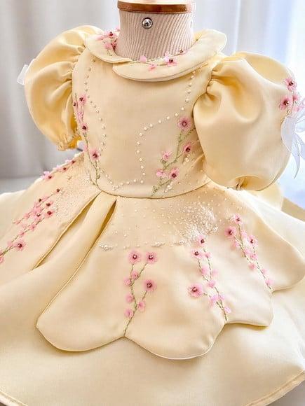 Vestido Infantil Luxo para 1 e 2 Anos ? Amarelo,sol