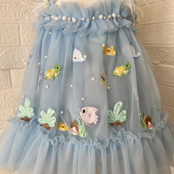 Vestido Fundo do Mar + Tiara