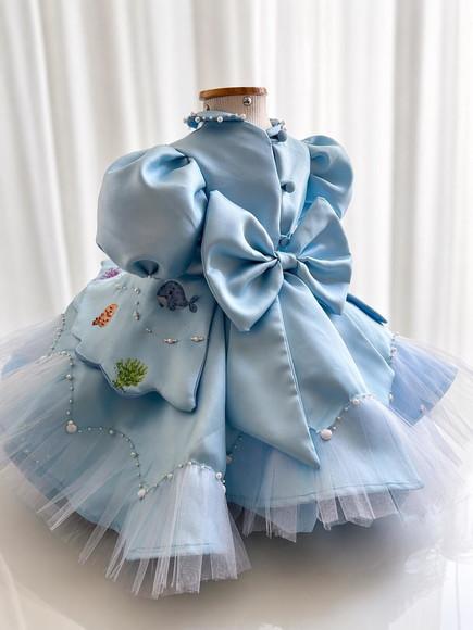 Vestido Infantil Luxo Tema Fundo do Mar para 1 e 2 Anos ?