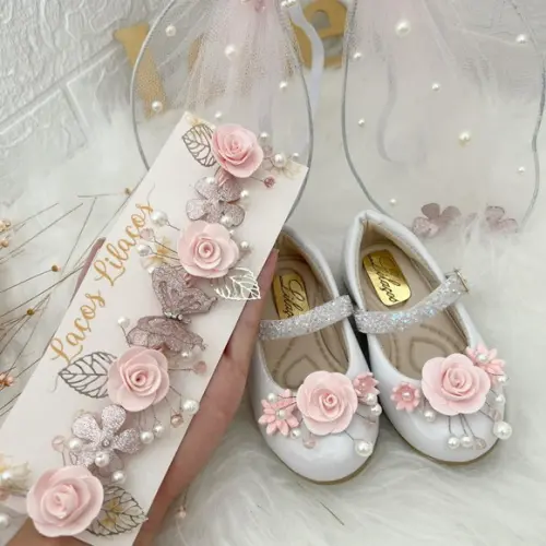 Kit Tiara, 1 Asa Jardim Encantado, 1 Par de Sapato