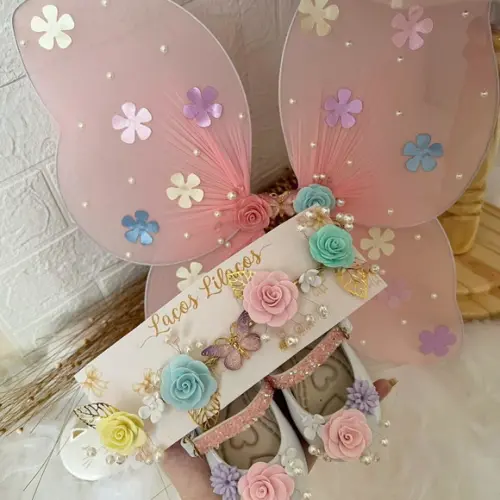 Kit Vestido, Sapato, Tiara, Asa
