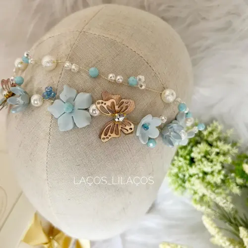 Tiara Delicada Azul Bebê
