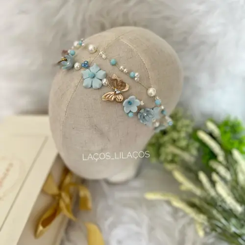 Tiara Delicada Azul Bebê