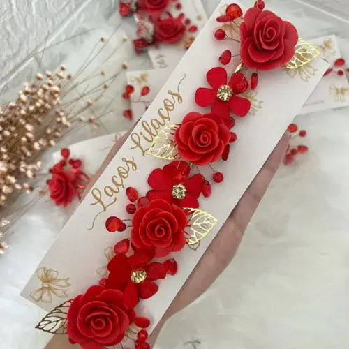 Tiara Flores Vermelho Natal