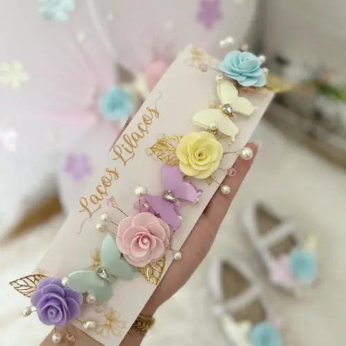 Tiara Luxo Flores Infantil