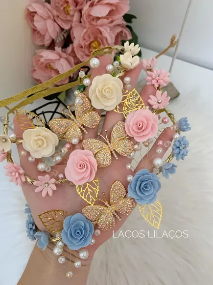 Tiara Luxo Flores Infantil