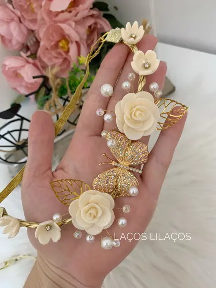 Tiara Luxo Flores Infantil