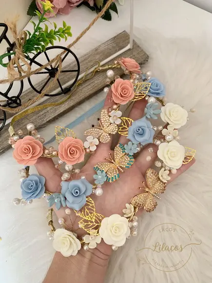 Tiara Luxo Flores Infantil