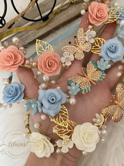 Tiara Luxo Flores Infantil