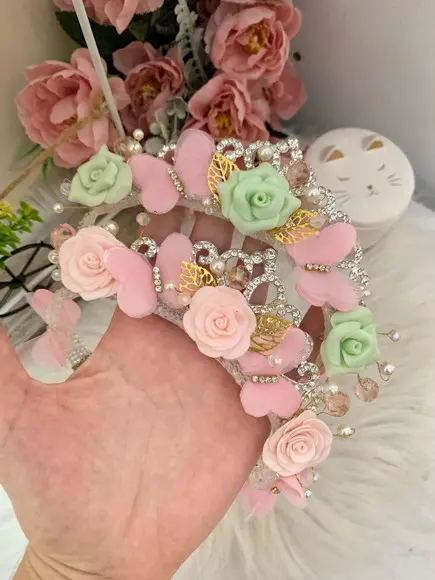 Tiara Luxo Flores Infantil