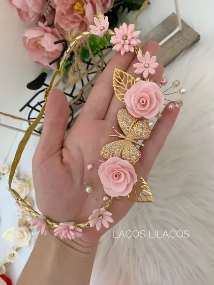 Tiara Luxo Flores Infantil