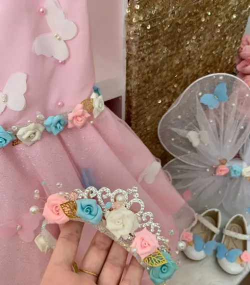 Tiara Luxo Flores Infantil