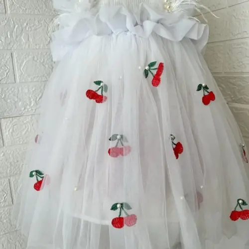 Vestido Cereja + Tiara+ Sapato