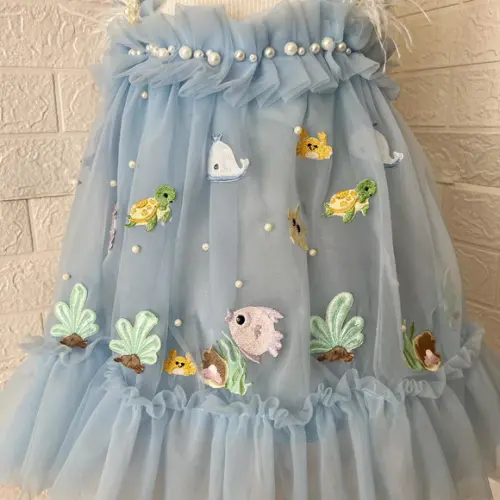 Vestido Fundo do Mar + Tiara