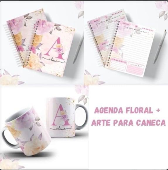 Agenda Alfabeto Floral Rosa Permanente - Arquivo Digital