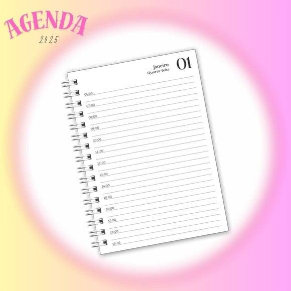 Agenda Básica 2025 1 Dia Por Pág com Horas Arquivo Digital