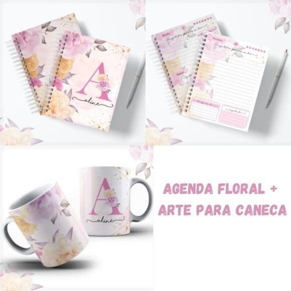 Agenda Alfabeto Floral Rosa Permanente - Arquivo Digital