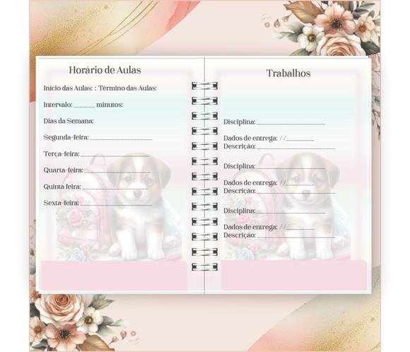 Arquivo Digital Combo Agenda Escolar Cachorrinho Aquarela 04
