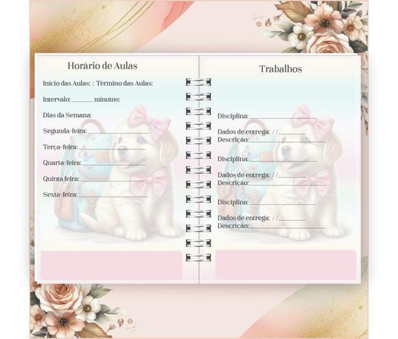 Arquivo Digital Combo Agenda Escolar Cachorrinho Aquarela 05