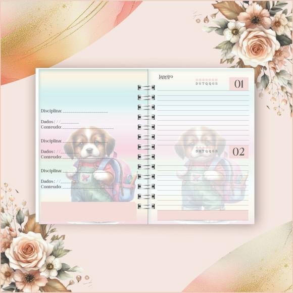 Arquivo Digital Combo Agenda Escolar Cachorrinho Aquarela 2