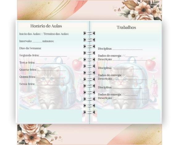 Arquivo Digital Combo Agenda Escolar Gatinho Aquarela 01