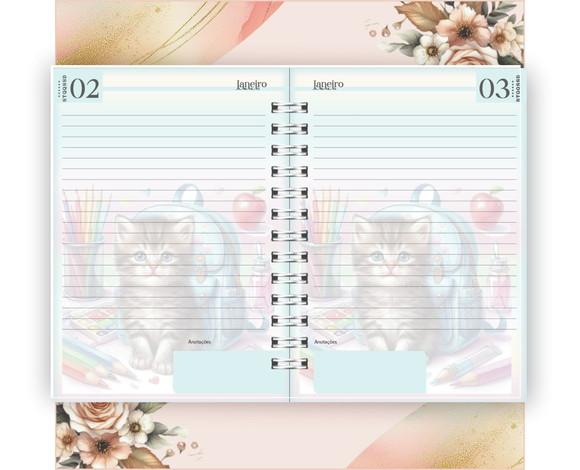 Arquivo Digital Combo Agenda Escolar Gatinho Aquarela 01