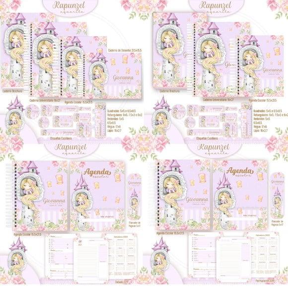 Arquivo Digital Combo Escolar 2025 - Rapunzel Aquarela
