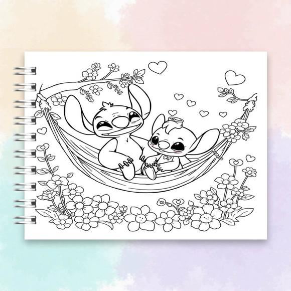 Arquivo Digital Livro de Colorir Stitch e Angel