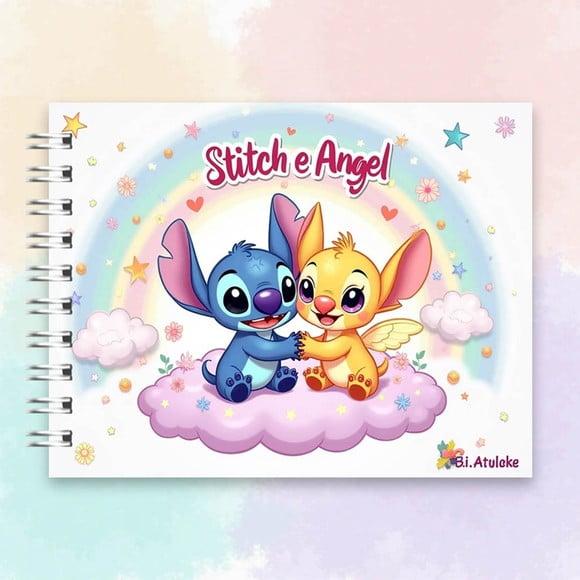 Arquivo Digital Livro de Colorir Stitch e Angel