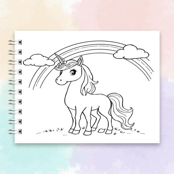 Arquivo Digital Livro de Colorir Unicórnio e Arco Iris