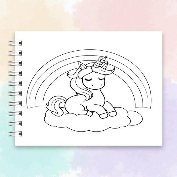 Arquivo Digital Livro de Colorir Unicórnio e Arco Iris