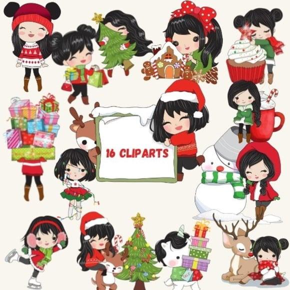 Christmas Girls Cliparts, Pague 1 e Leve + 1