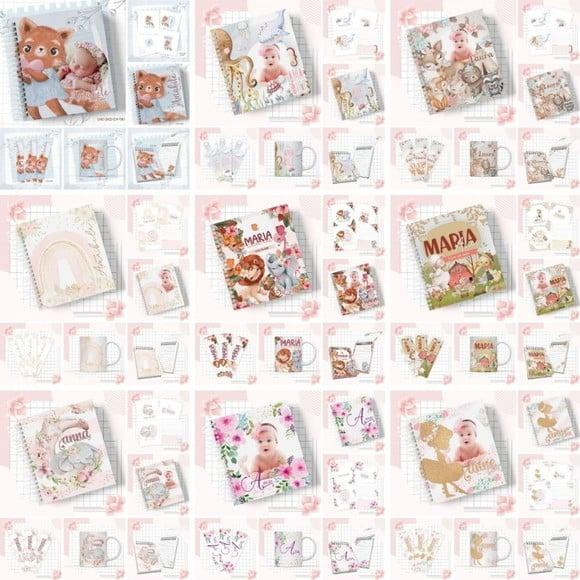 Combo Arquivo Folhas Extras de Caderneta e Livro Bb 50 Temas