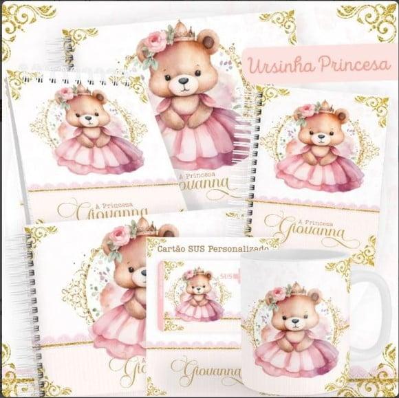 Combo Caderneta e Livros Ursinha Princesa Arquivo Digital