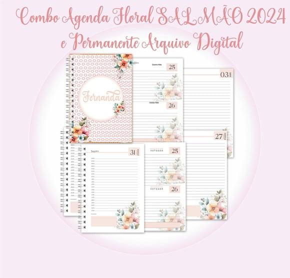 Combo de Agendas Florais Arquivo Digital 2024