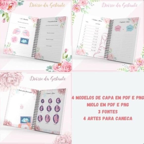 Diário Gestante + Arte para Caneca - Arquivo Digital